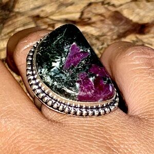 Dark Eudialyte Ring Size 5 3/4
